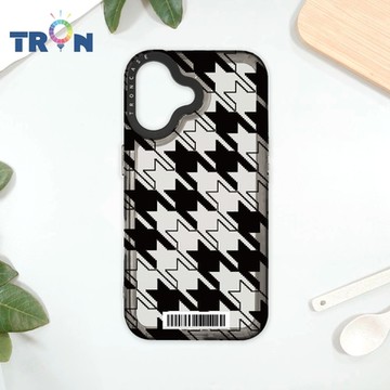 TRON IPhone 16 虛實剪影千鳥紋 防摔太空載具殼 透黑 軟硬 手機殼