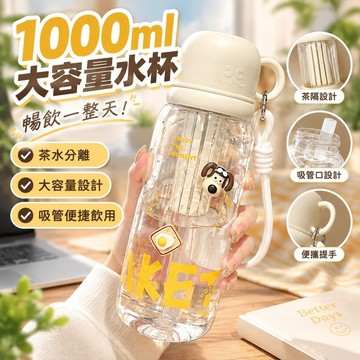 【1000ml 大容量】水杯 夏季 2024新款 水壺 茶水分離 健身 學生 大水壺 高顏值 吸管杯 水瓶 泡茶水壺 男