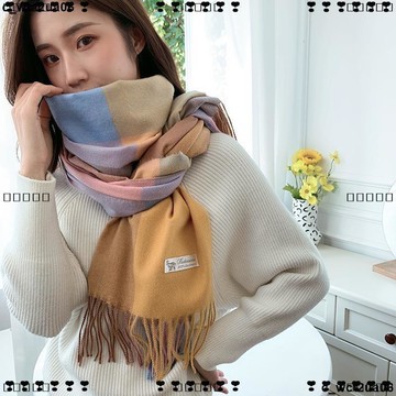 超實惠 九 圍巾 秋冬 圍脖 擋風 脖套 新款仿羊絨格子圍巾女秋冬百搭保暖高級感披肩千鳥格圍脖批發