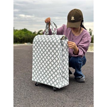 折疊收納旅行袋帶滑輪打包行李袋防水牛津布大容量購物袋時尚手提