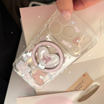 花澗小鹿蘋果17ProMax手機殼iPhone16適用13透明15鎏金磁吸支架17
