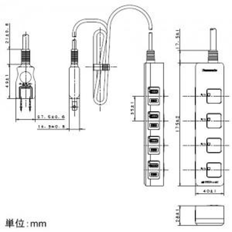 パナソニック ザ タップZ 4コ口 1mコード付 ブラック ランプレス個別スイッチ付 WHS2514BP | LINEショッピング