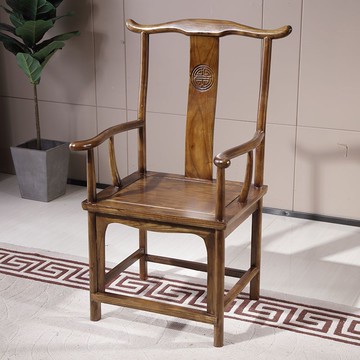 ??免運 可開發票 中式椅子實木圈椅圍椅三件套榆木官帽椅禪太師椅仿古茶桌椅靠背椅