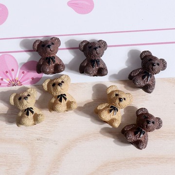 迷你坐款小熊公仔 diy手機殼奶油膠材料小玩偶 耳環吊墜配件