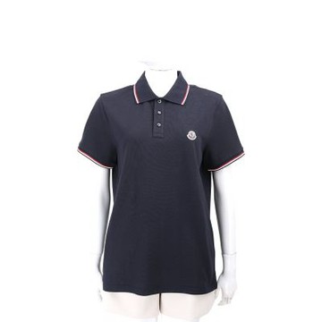MONCLER 三色滾邊深藍色短袖POLO衫(中性款/男女可穿)