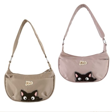 【Kiro貓】月彎包 小黑貓 毛巾繡 肩背 斜背包【330031】