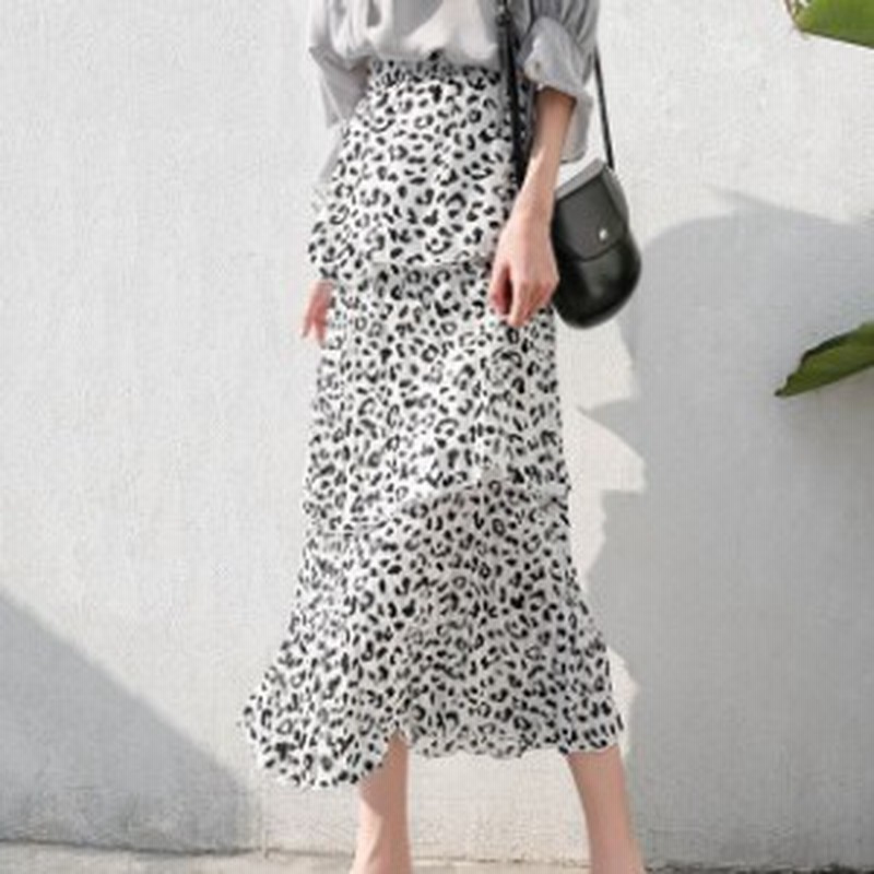 人気 売れ筋 スカート ロング丈 フリル 豹柄 モノトーン ガーリー フェミニン シフォン Hf 通販 Lineポイント最大get Lineショッピング