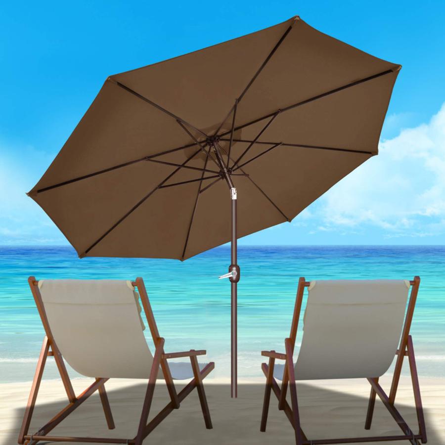 Strong Camel 9' Parasol New Patio Garden Umbrella Sunshade Market Outdoor-Brown