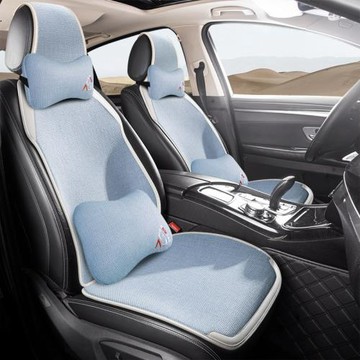 廠家批發四季可用棉麻汽車靠墊坐墊七件套簡約大氣新防滑亞麻坐墊