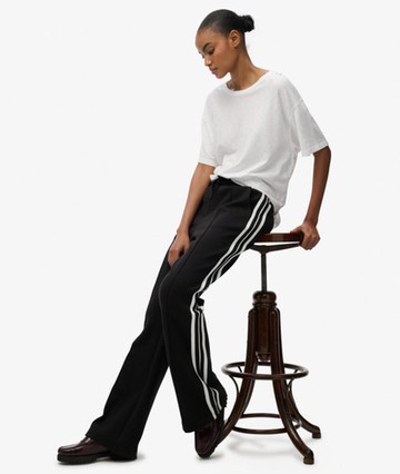 Superdry Women's Studios Stripe Straight Joggers Black Size: 10