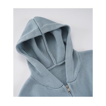 加密織法 100%棉 拉鏈開衫女士連帽毛衣外套 春秋外搭針織衫 寬松