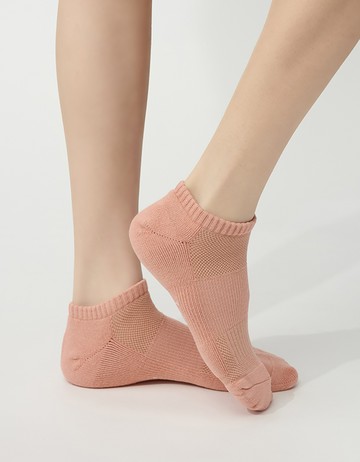 素色運動船短襪- 鮭魚粉