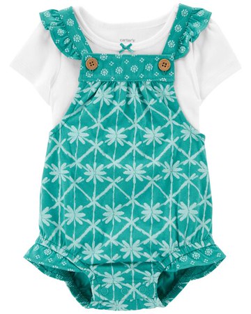 Baby 2-Piece Tee & Tropical Shortall Set