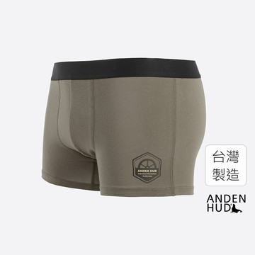 【Anden Hud】男款_工業革命．短版腰帶平口內褲(深灰咖-齒輪) 台灣製