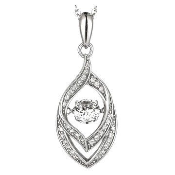 Crossfor 日本進口 輕奢滿鑽系列 925純銀懸浮鑲嵌閃動項鍊  炙熱的愛