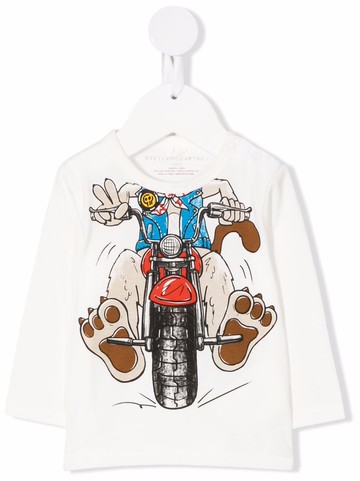 Stella McCartney Kids - Doggie Rider-print sustainable cotton T-shirt - kids - Sustainable Cotton - 6 mth - White