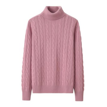 品質老客推薦！加厚100純羊絨衫女高領絞花毛衣顯瘦打底針織衫女