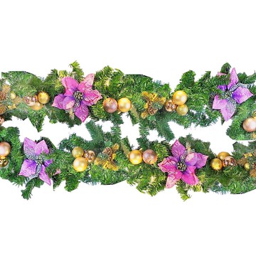 摩達客 9尺/270cm聖誕裝飾樹藤條 浪漫紫金系 免組裝/可彎曲調整 可掛門邊/窗邊/牆沿