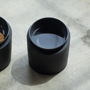 寵物餵食護頸斜口碗架套組(高款)-多款可選 飲水碗(350ml)-沙白