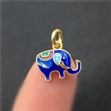 S925純銀燒藍 景泰藍配件 背云隔珠 小象小吊墜 diy手鏈項鏈配飾