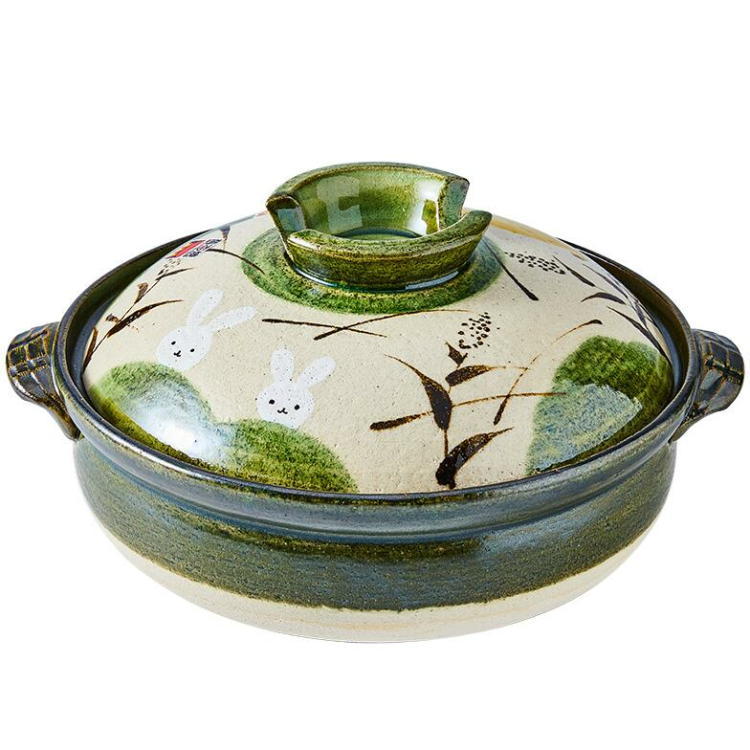 万古焼 IH対応 土鍋 8号 銀峰三島 深型土鍋 25cm 3人