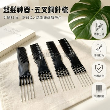台灣出貨✨ 黑色五叉鋼針梳 分縫打毛梳 盤髮編造型專用梳 不鏽鋼齒梳 專業美髮工具 家用梳理梳 造型設計梳具