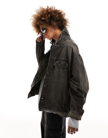 ASOS DESIGN super oversized denim jacket in washed black
