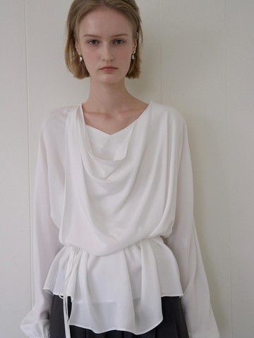 DRAPE WRAP BLOUSE_White