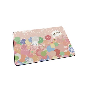 台灣製造 插畫貓咪系列 軟式珪藻土地墊 吸水地墊-粉紅泡泡60*40*0.5cm_廠商直送