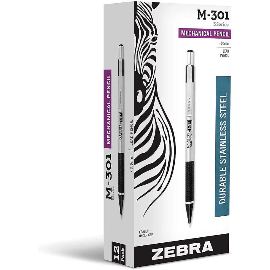 Zebra Stainless Steel Mechanical Pencil, 0.5mm, Black Barrel, M-301