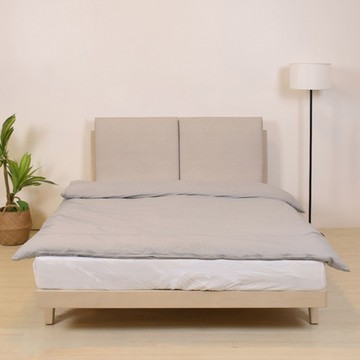 WAKUHOME 瓦酷家具Monique簡約舒適靠枕5尺雙人實木床組(床頭+床架)寬152*深206.5*高100公分