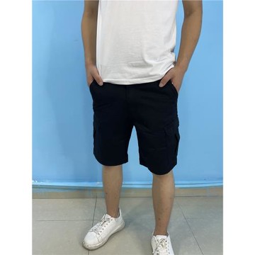 夏季男士寬松直筒工裝短褲多口袋中褲黑純色五分褲休閑短褲大碼