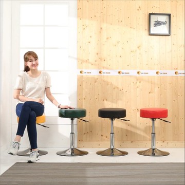 BuyJM馬卡龍厚墊皮面升降吧檯椅/電腦椅黑色