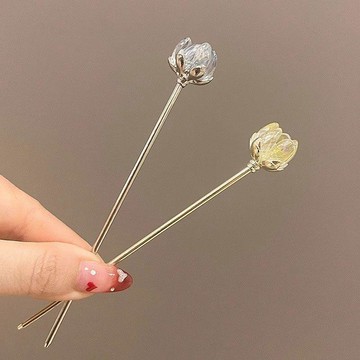 【蜜糖の髮飾】臺灣出貨古風蓮花髮簪高級花朵簡約簪子中式漢服盤發旗袍現代髮釵髮簪頭飾