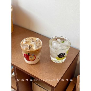 青蘋果春夏高顏值高硼硅大容量玻璃杯咖啡杯冷萃冰美式早餐牛奶杯