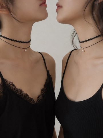 珍珠波浪雙層CHOKER 合金/純銀