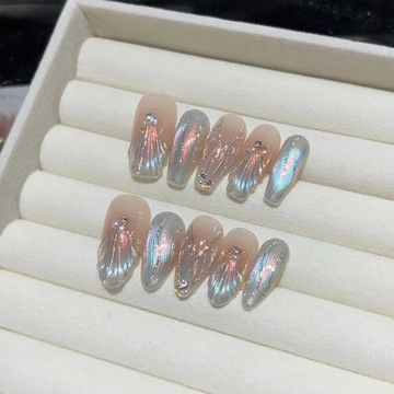 💗台灣出貨💗【夢幻人魚】純手工夢幻人魚魚尾立體極光手繪公主仙氣貓眼百搭
