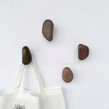 鵝卵石創意實木掛鉤餐廳衣帽間墻壁掛衣鉤民宿單個個性木質壁掛