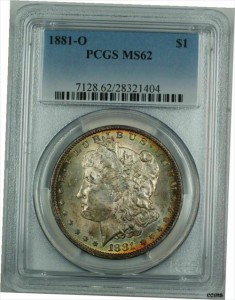 アンティークコイン NGC PCGS 1881年-O モーガンシルバー ドル コイン 美しいトーン show original MS-62