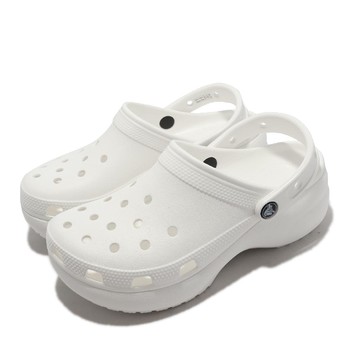 Crocs 卡駱馳 布希鞋 Classic Platform Clog W 女鞋 白 全白 洞洞鞋 厚底 涼拖鞋  206750100