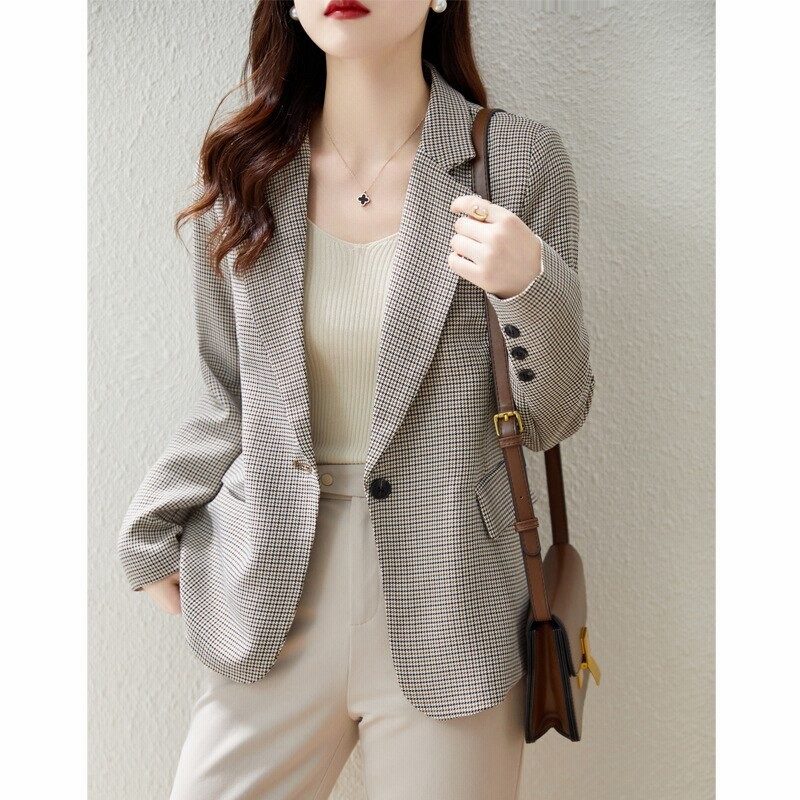 ジャケット レディース 秋 テーラード チェック柄 ダブル テーラードジャケット コットン 綿素材 通販 Lineポイント最大1 0 Get Lineショッピング