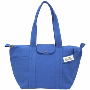 LONGCHAMP Le Pliage Collection Worker 字母布標帆布手提 肩背托特包(寶藍)
