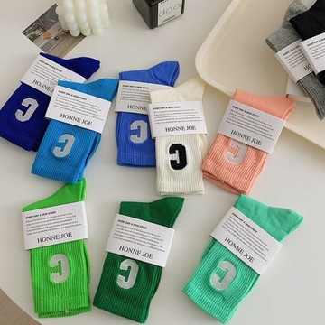 克萊因藍襪子女中筒襪秋冬季純棉外穿長襪ins潮藍色長筒襪網紅款