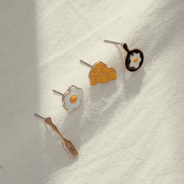 吃早餐吧．鋼針耳環4件組