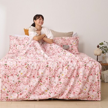 床包涼被組-單人/雙人/加大/ 舒柔棉 / 兔比花園