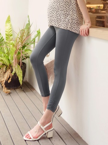 涼感．冰咖啡紗抗UV高彈抓皺孕婦內搭褲