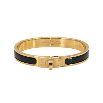 Hermes 展示品 Clic Kelly H Logo琺瑯細版手環-PM(黑金)