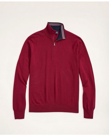 Brooks Brothers Men's Big & Tall Merino Half-Zip Sweater | Burgundy | Size 3X