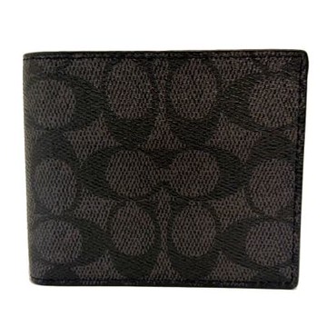 COACH 男款C LOGO6卡照片證件短夾(新款/黑灰)