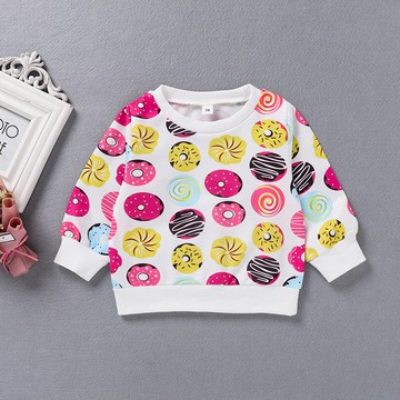 年新款韓版女童長袖上衣糖果圖案圓頭中小兒童時尚套頭衫衛衣